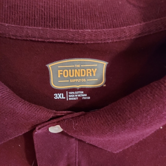 The Foundry Supply Co.  Men's Maroon Short Sleeve 3 Button, Golf Polo Shirt 3XL. - Picture 2 of 8